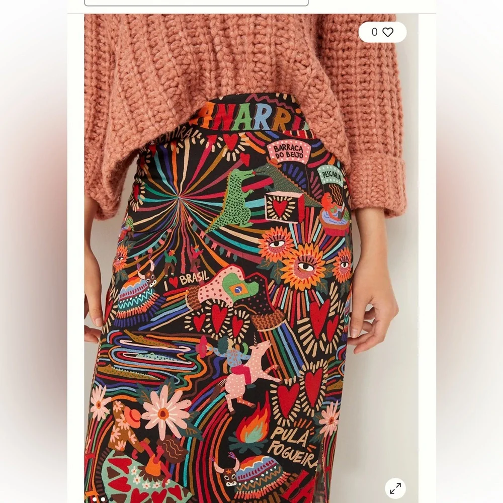 Farm Rio Danette Slim Midi Skirt Women’s Size Large - Picture 3 of 15